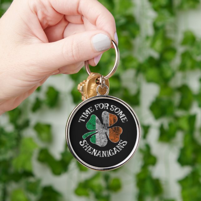 St. Patrick's Time for Some Shenanigans Clover Key Ring (Hand)