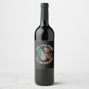 St. Patrick's Time for Some Shenanigans Clover Wine Label