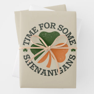 St. Patrick's Time For Some Shenanigans Clover Wrapping Paper Sheet