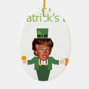 st patricks trump leprechaun ceramic ornament