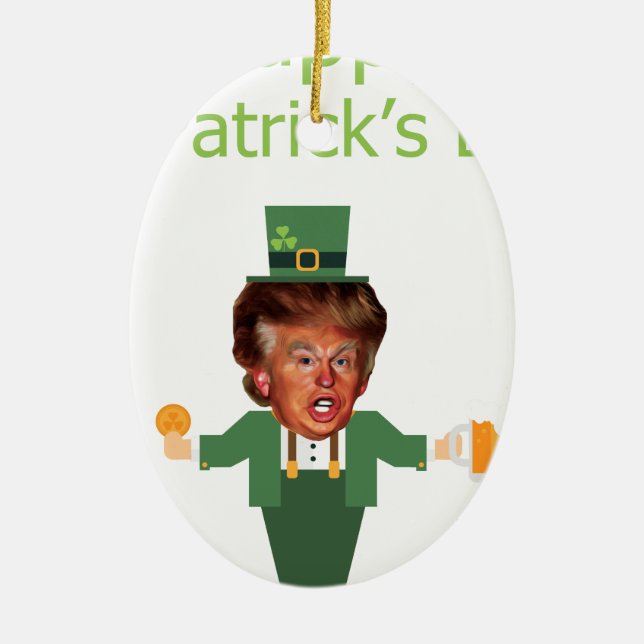 st patricks trump leprechaun ceramic ornament (Front)