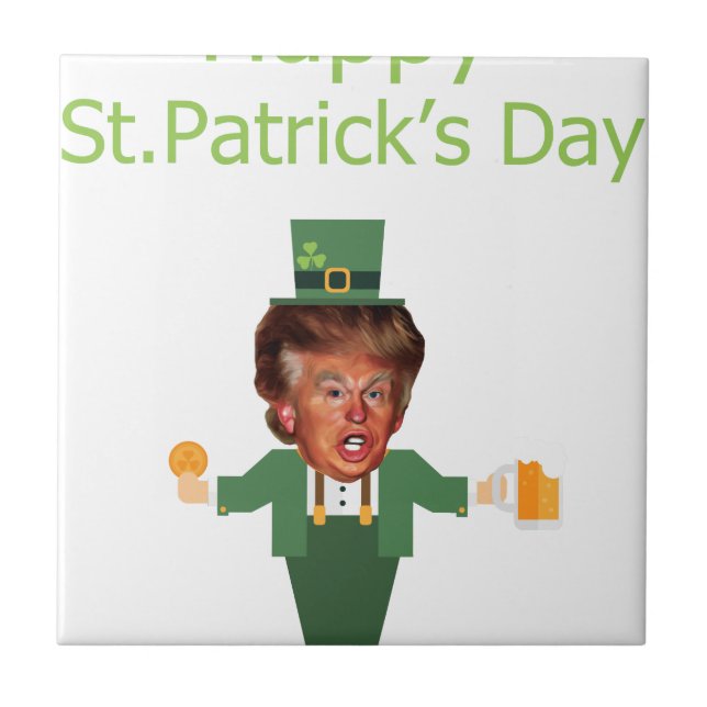 st patricks trump leprechaun ceramic tile (Front)