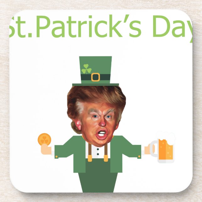 st patricks trump leprechaun coaster (Front)