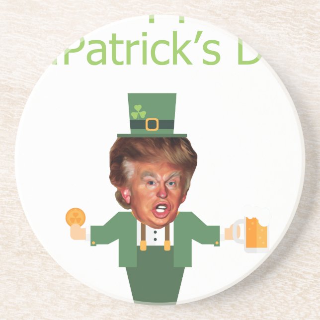 st patricks trump leprechaun coaster (Front)
