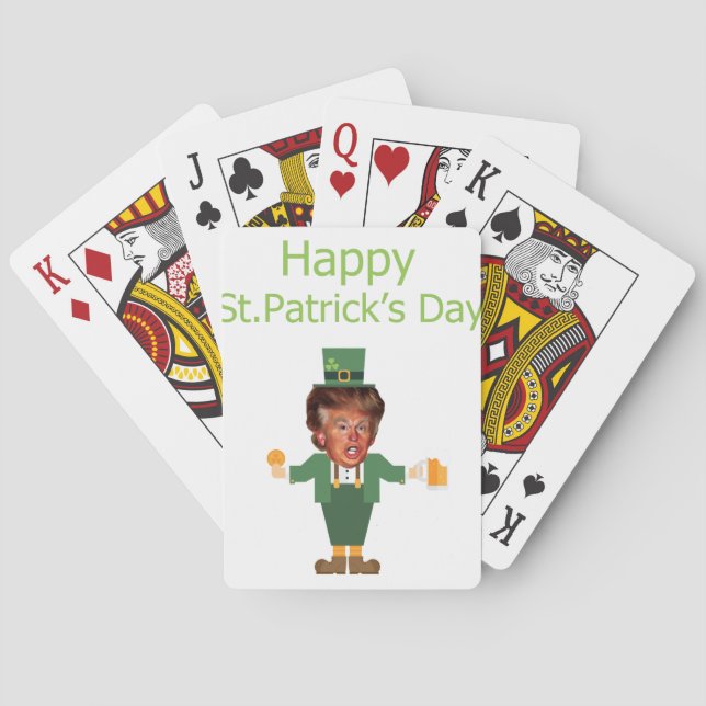 st patricks trump leprechaun playing cards (Back)