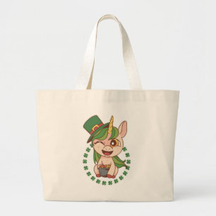 St Patricks Unicorn Large Tote Bag
