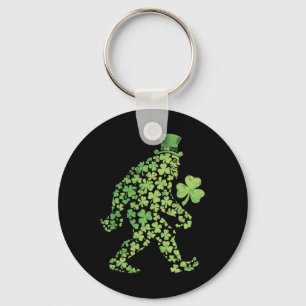St Patricks's Patricks Day Bigfoot Sasquatch Shamr Key Ring