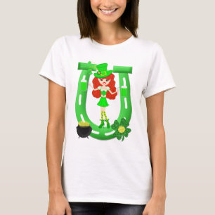 St Pat's Day Redhead Girl Leprechaun T-Shirt