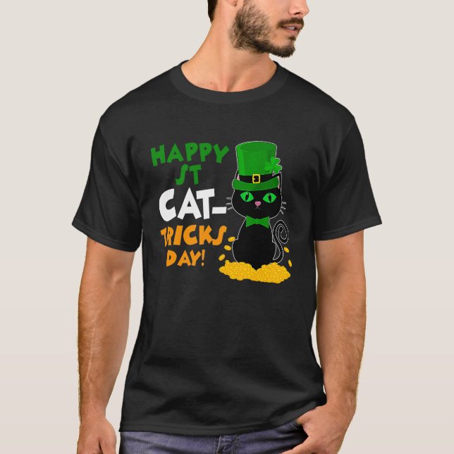 St Pat's Paddy Patrick Day's Happy St Cat Tricks D T-Shirt (Front)