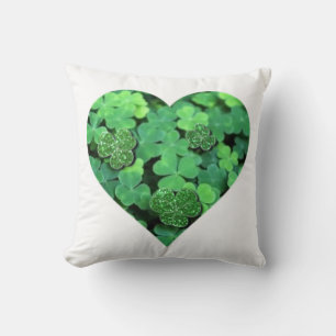 St. Patties day, green shamrock, Irish hearts Cushion