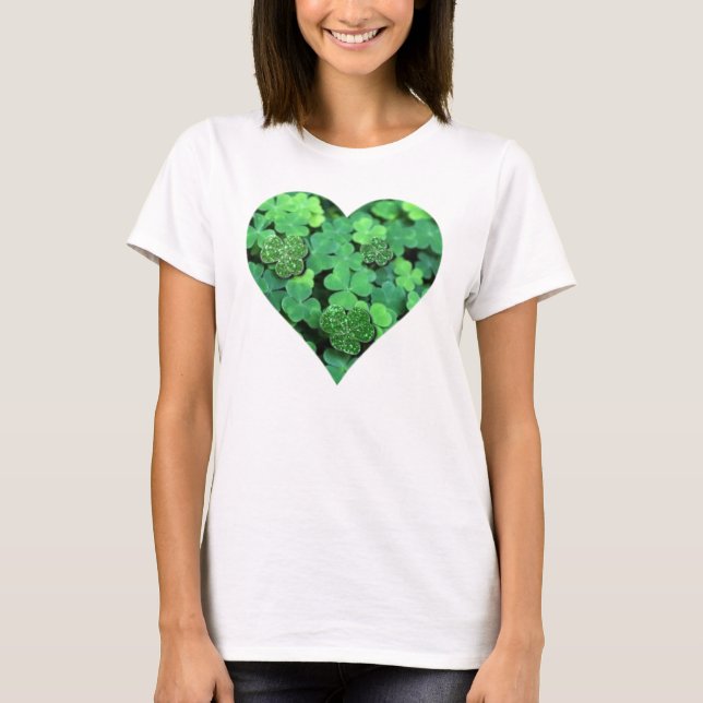 St. Patties day, green shamrock, Irish hearts T-Shirt (Front)