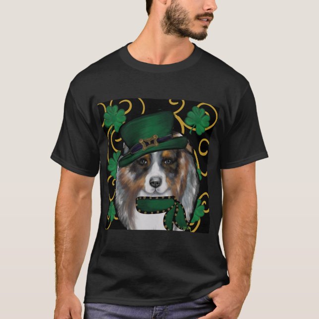St. Patty Australian Shepherd T-Shirt (Front)