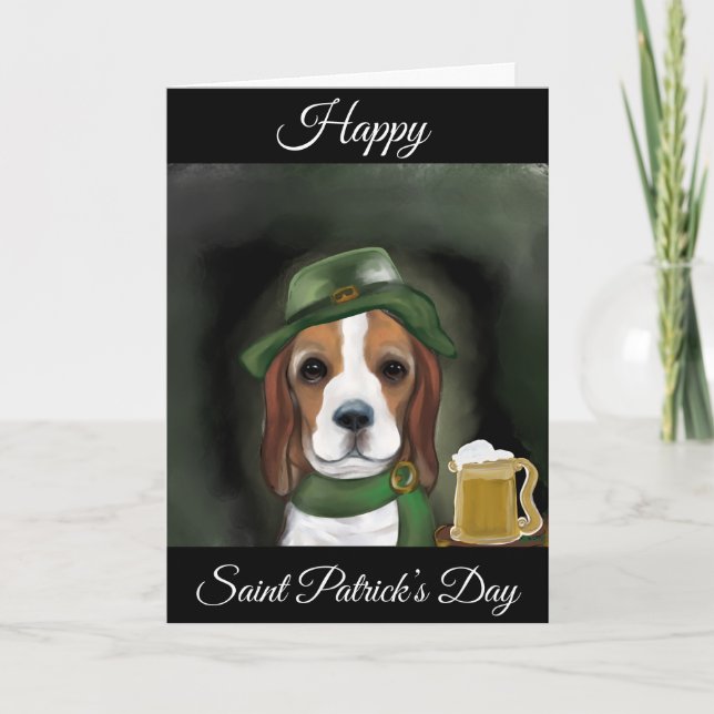 St. Patty Beagle Dog Card (Front)