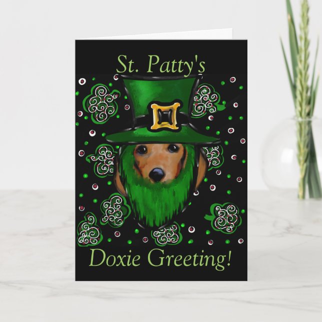 St. Patty Doxie Greeting Card (Front)