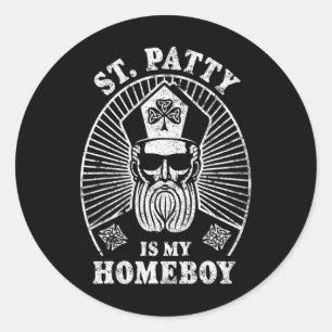 St Patty Is My Homeboy Vintage Funny St Patrick's Classic Round Sticker