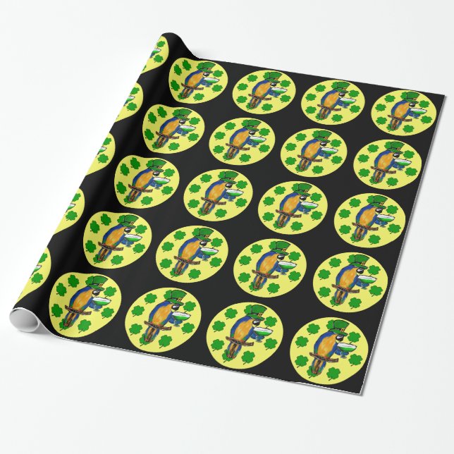 ST. PATTY PARROT WRAPPING PAPER (Unrolled)