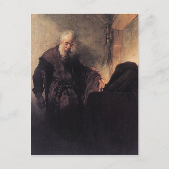 St. Paul at His Writing Desk by Rembrandt Postcard (Front)