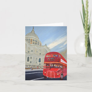 St. Paul Cathedral and London bus folded greecard  Card