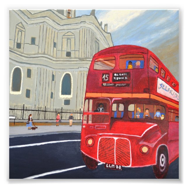 St.Paul Cathedral and London Bus Photo Enlargement Print (Front)