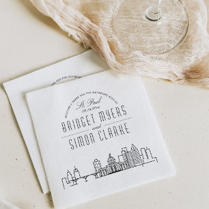 St. Paul Deco Skyline Wedding Event Napkin