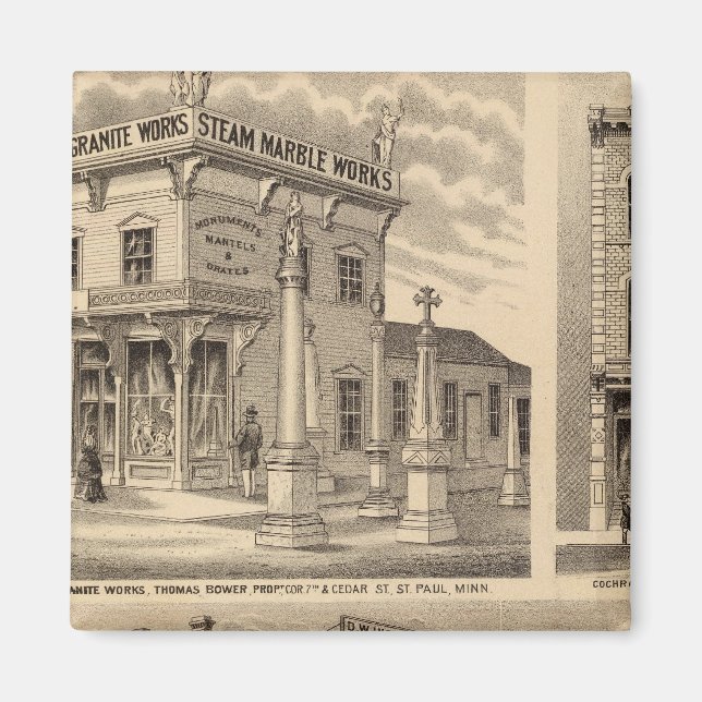 St. Paul, Minneapolis, Minnesota Lithograph Map Magnet (Front)