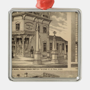 St. Paul, Minneapolis, Minnesota Lithograph Map Metal Ornament