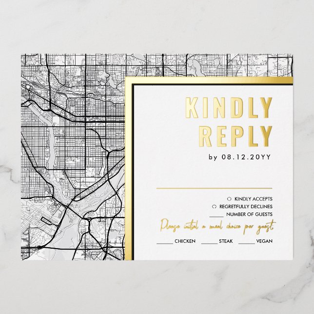 St. Paul, Minnesota Love Locator | RSVP Reply Foil Invitation Postcard (Front)