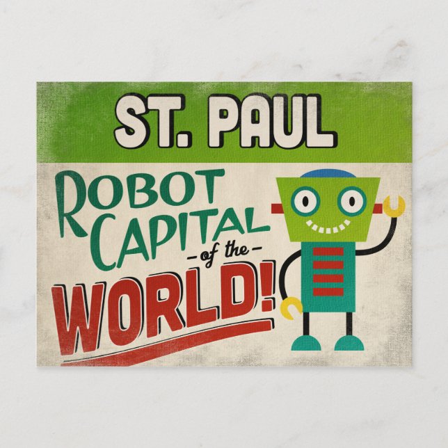 St. Paul Minnesota Robot - Funny Vintage Postcard (Front)