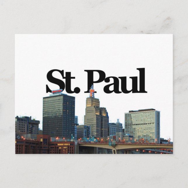 St. Paul, Minnisota Skyline w/ St. Paul in the Sky Postcard (Front)