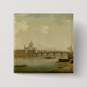 St. Paul's and Blackfriars Bridge, London, c.1770- 15 Cm Square Badge