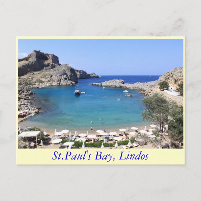 St.Paul's Bay, Lindos Postcard (Front)