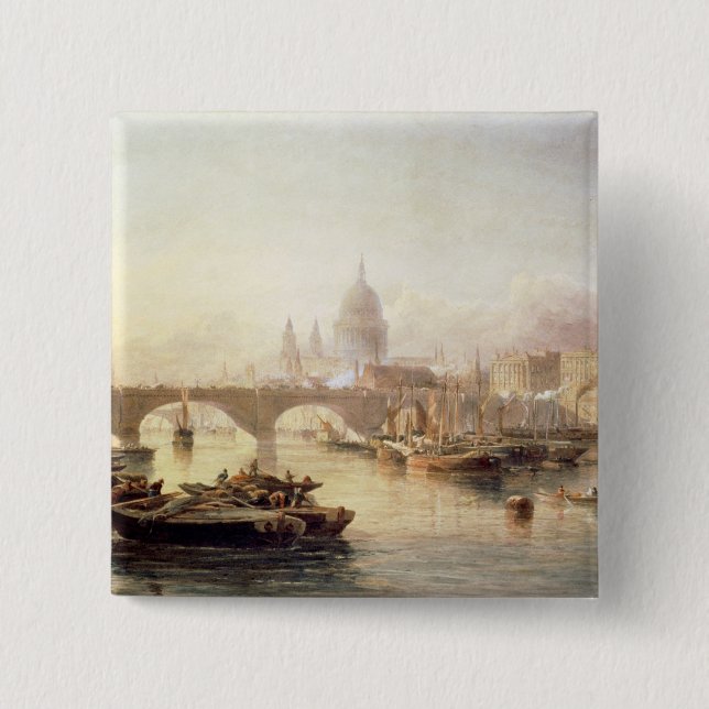 St. Paul's Cathedral and London Bridge 15 Cm Square Badge (Front)