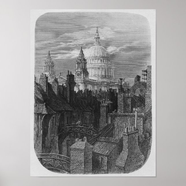 St. Paul's Cathedral and the slums Poster (Front)