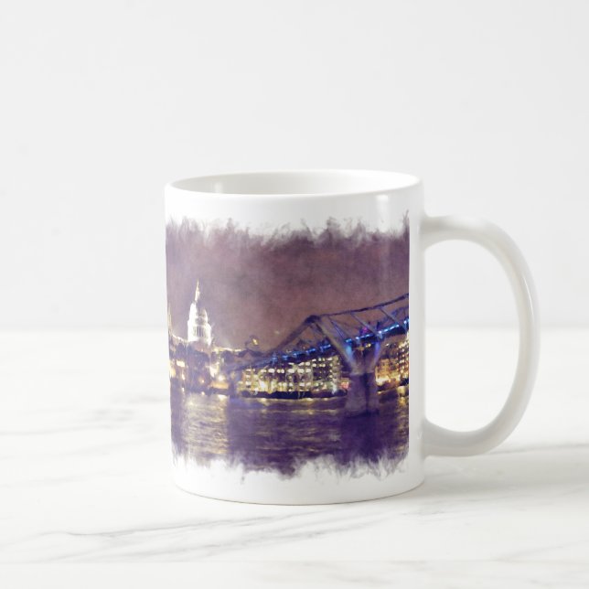 St Paul's Cathedral by Night Fine-Art Painting Coffee Mug (Right)
