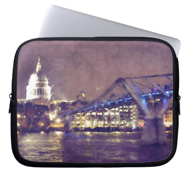 St Paul's Cathedral by Night Fine-Art Painting Laptop Sleeve (Front)