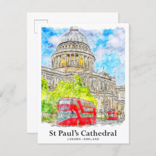 St Paul's Cathedral London Travel Watercolor Postcard