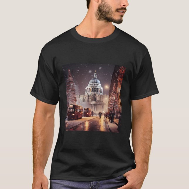 St Paul'S Cathedral London Victorian Christmas Str T-Shirt (Front)