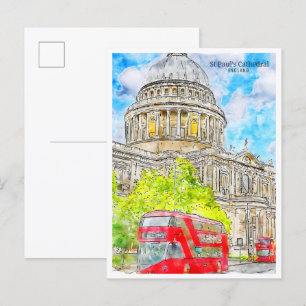 St Paul's Cathedral vintage travel watercolor Postcard
