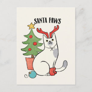 St. Paws  Reindeer Cat Postcard