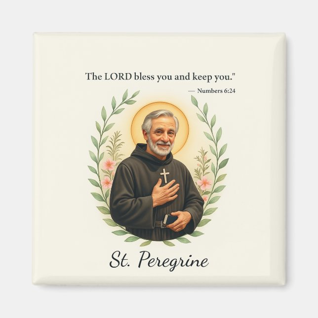 St. Peregrine Feast Day Blessings Watercolor Wreat Magnet (Front)