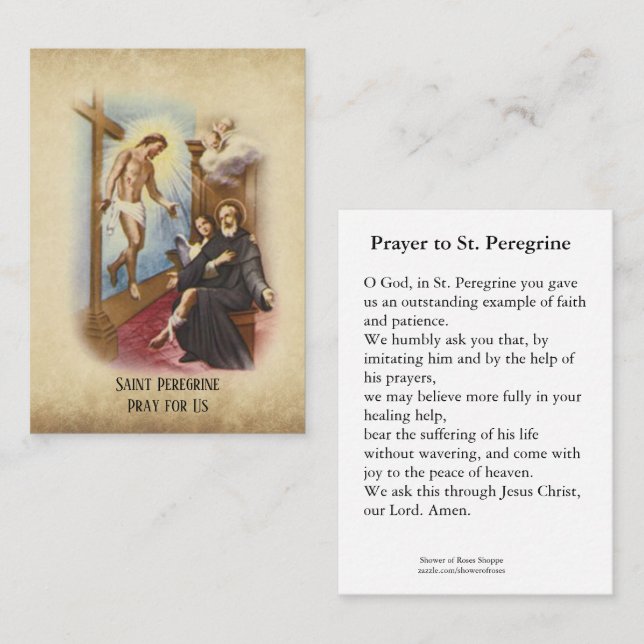 St. Peregrine Patron Saint of Cancer Holy Card (Front/Back)