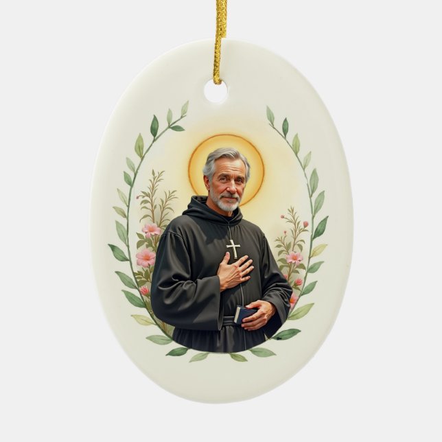 St Peregrine Watercolor Saint Portrait Ceramic Ornament (Front)