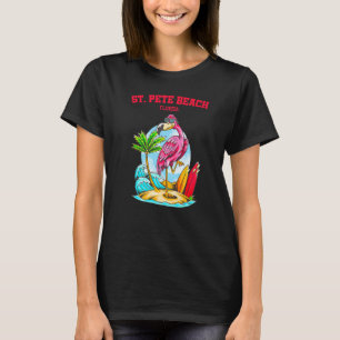 St Pete Beach Flamingo Surfboard T-Shirt