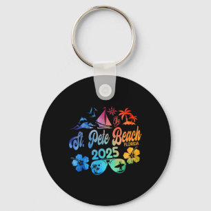 St. Pete Beach Florida 2025 Tie Dye Vacation Souve Key Ring