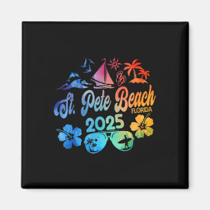 St. Pete Beach Florida 2025 Tie Dye Vacation Souve Magnet
