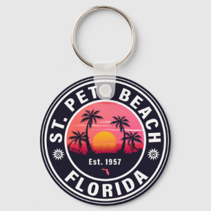 St. Pete Beach Florida Retro Sunset Souvenirs 60s Key Ring
