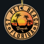 St Pete Beach Florida Sunset Paradise Vintage Ceramic Ornament<br><div class="desc">St. Pete Beach Florida - Retro Tropical Palm Tree 60s Souvenirs Vintage design makes a great Christmas or Birthday gift for fans of St. Pete Beach beach. The retro summer vibe design is a perfect gift for travel lovers and tropical destination fans.</div>