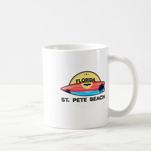 St Pete Beach Florida Surfboard Beach Surfing  Coffee Mug (Right)