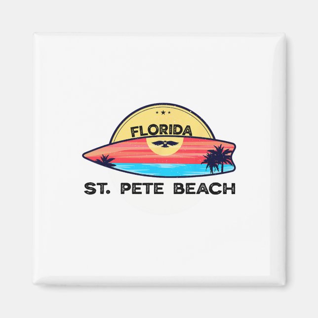 St Pete Beach Florida Surfboard Beach Surfing  Magnet (Front)