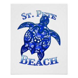 St Pete Beach Florida Vacation Tribal Turtle Poster